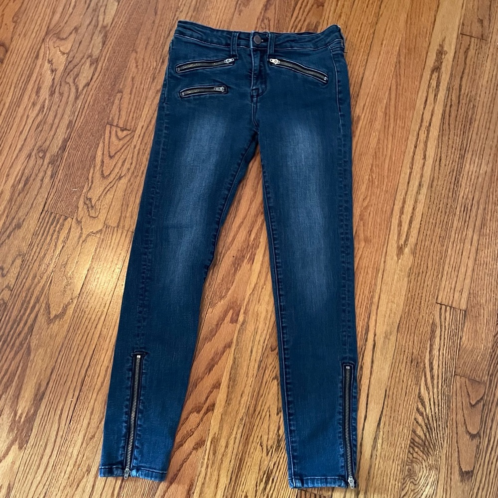 Pistola zipper skinny denim blue jeans 27